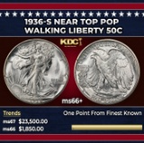 1936-s Walking Liberty Half Dollar Near Top Pop 50c ms66+ SEGS