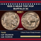 1929-s Buffalo Nickel Near Top Pop 5c ms66+ SEGS