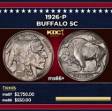 1926-p Buffalo Nickel 5c ms66+ SEGS
