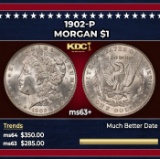 1902-p Morgan Dollar $1 Grades ms63+