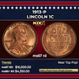1913-p Lincoln Cent 1c ms67 rd SEGS
