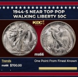 1944-s Walking Liberty Half Dollar Near Top Pop 50c Grades ms66