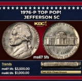 1976-p Jefferson Nickel TOP POP! 5c ms67 5fs SEGS