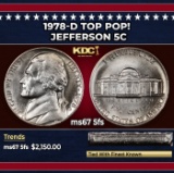 1978-d Jefferson Nickel TOP POP! 5c ms67 5fs SEGS