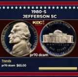1980-s Proof Jefferson Nickel 5c pr70 dcam SEGS