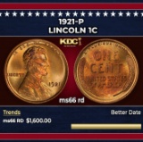 1921-p Lincoln Cent 1c ms66 rd SEGS