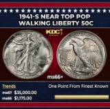 1941-s Walking Liberty Half Dollar Near Top Pop 50c ms66+ SEGS