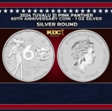 2024 Tuvalu $1 Pink Panther 60th Anniversary Coin - 1 oz Silver Round Round
