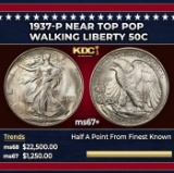 1937-p Walking Liberty Half Dollar Near Top Pop 50c ms67+ SEGS