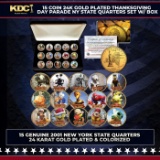15 Coin 24K Gold Plated Thanksgiving Day Parade NY State Quarters Set w/ Box Other Toy