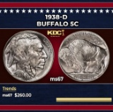 1938-d Buffalo Nickel 5c ms67 SEGS
