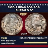 1930-s Buffalo Nickel Near Top Pop 5c ms67 SEGS
