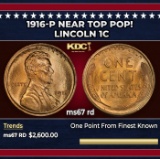 1916-p Lincoln Cent Near Top Pop! 1c ms67 rd SEGS