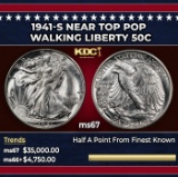 1941-s Walking Liberty Half Dollar Near Top Pop 50c ms67 SEGS