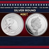 2023 Samoa $5 Tweety Bird Looney Tunes Coin - 1 oz Silver Round Round