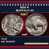 1935-p Buffalo Nickel 5c ms67 SEGS