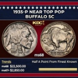1935-p Buffalo Nickel Near Top Pop 5c ms68 SEGS