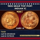 1905 Indian Cent Near Top Pop! 1c ms66+ rd SEGS