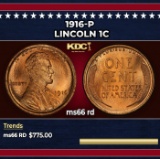 1916-p Lincoln Cent 1c Grades ms66 rd