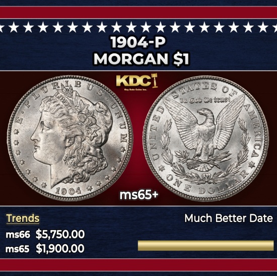 1904-p Morgan Dollar $1 ms65+ SEGS