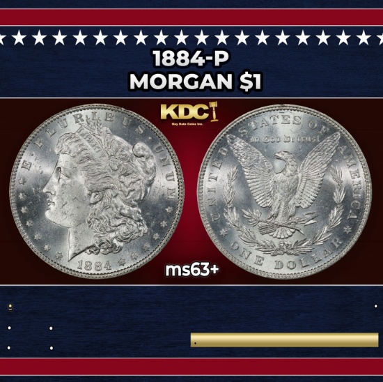 1884-p Morgan Dollar $1 Grades ms63+