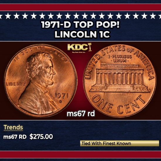1971-d Lincoln Cent TOP POP! 1c ms67 rd SEGS