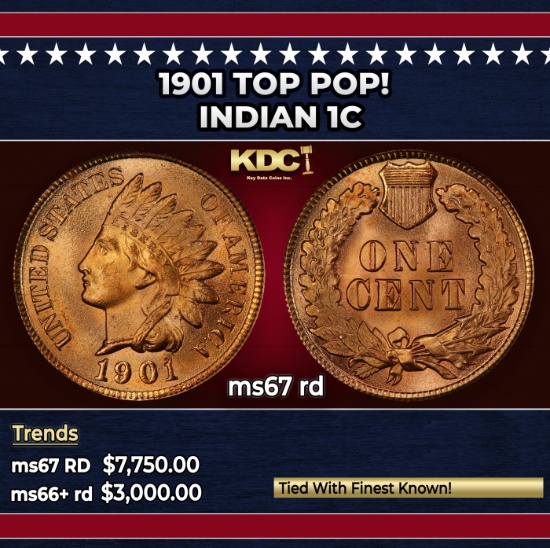 1901 Indian Cent TOP POP! 1c ms67 rd SEGS
