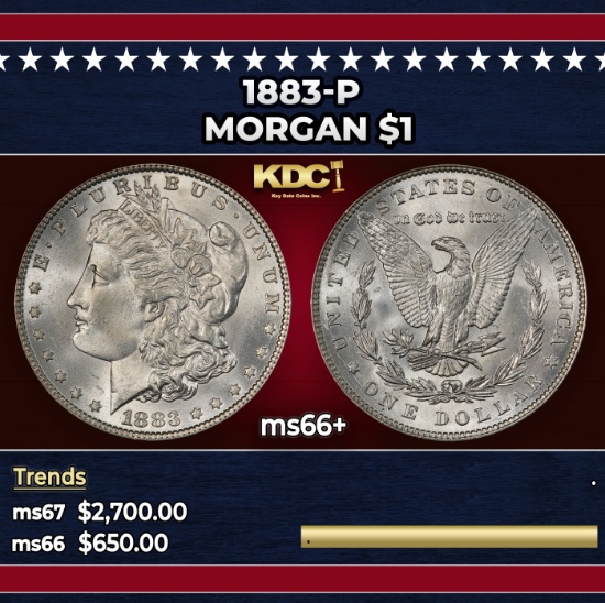 1883-p Morgan Dollar $1 ms66+ SEGS