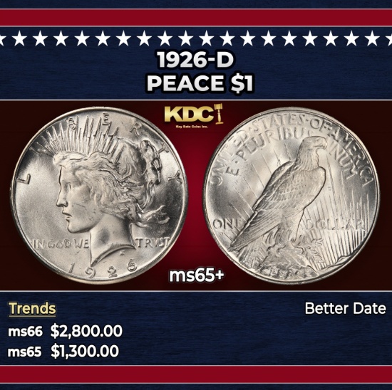 1926-d Peace Dollar $1 ms65+ SEGS