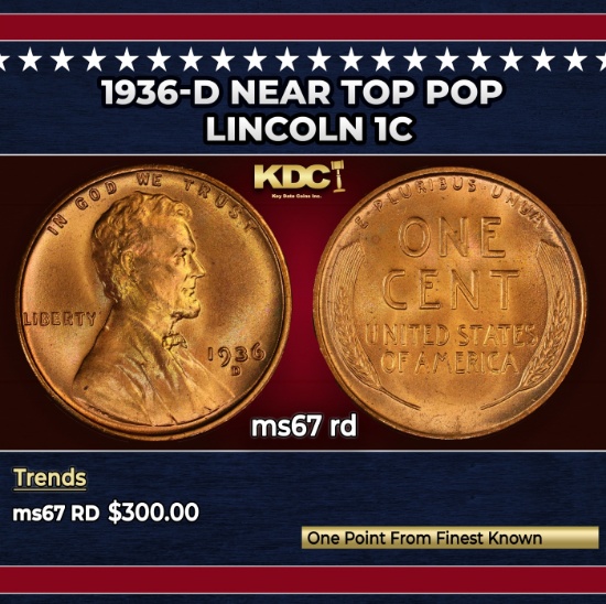 1936-d Lincoln Cent Near Top Pop 1c ms67 rd SEGS
