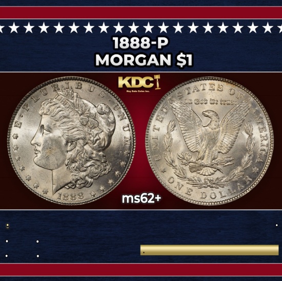 1888-p Morgan Dollar $1 Grades ms62+