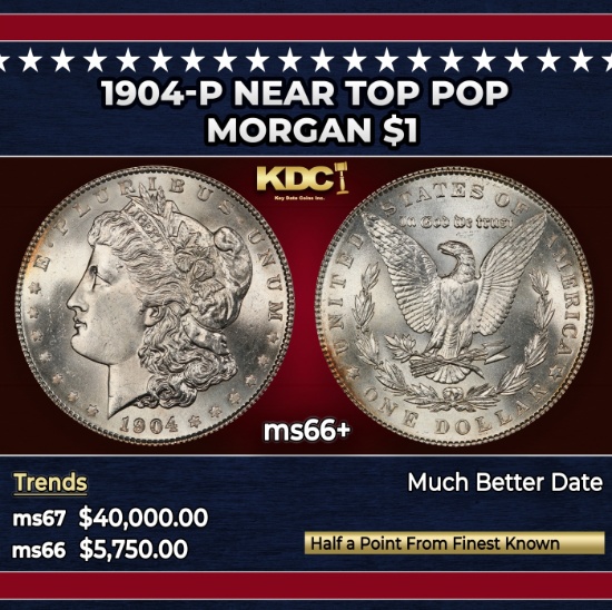 1904-p Morgan Dollar Near Top Pop $1 ms66+ SEGS