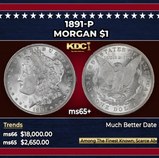 1891-p Morgan Dollar $1 ms65+ SEGS