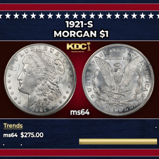 1921-s Morgan Dollar $1 Grades ms64
