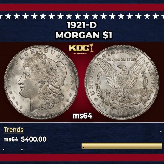 1921-d Morgan Dollar $1 Grades ms64