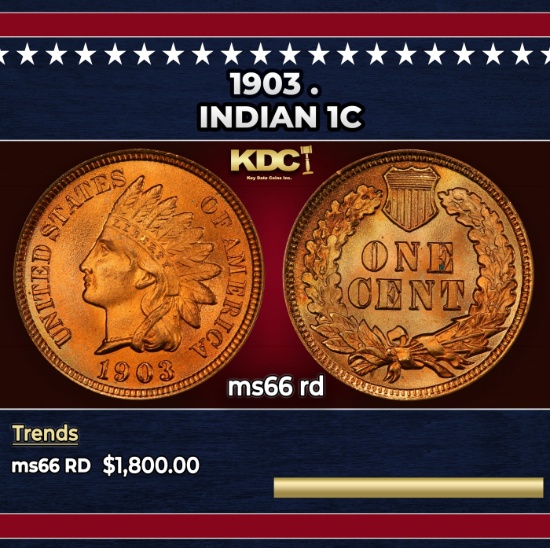 1903 Indian Cent . 1c ms66 rd SEGS