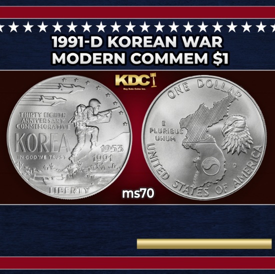 1991-d Korean War Modern Commem Dollar $1 ms70 SEGS