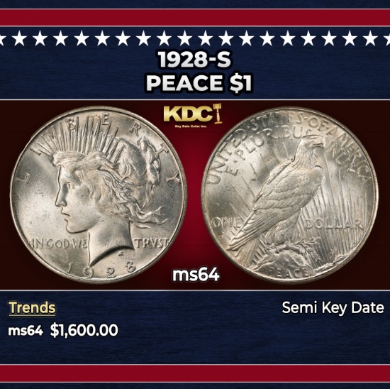 1928-s Peace Dollar $1 ms64 SEGS