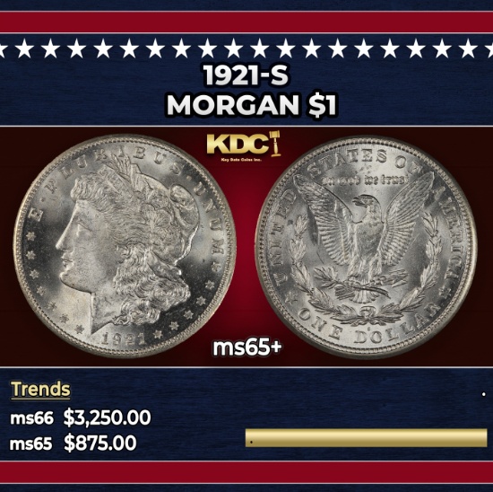 1921-s Morgan Dollar $1 ms65+ SEGS
