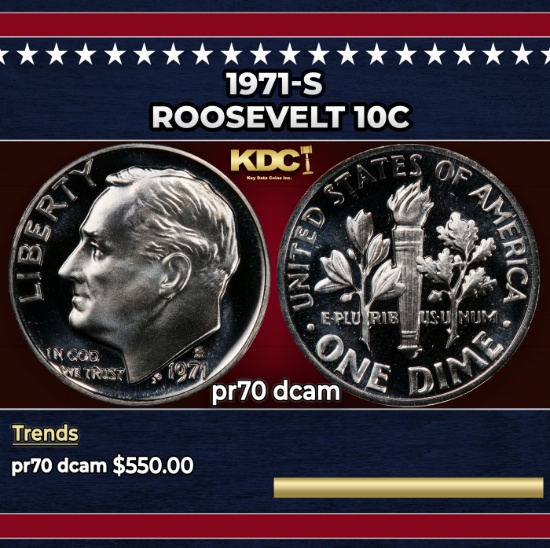 1971-s Proof Roosevelt Dime 10c pr70 dcam SEGS