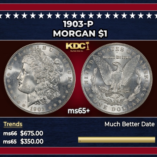 1903-p Morgan Dollar $1 Grades ms65+