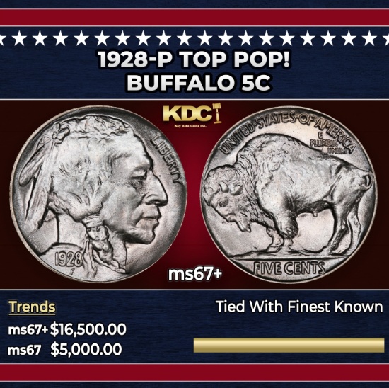 1928-p Buffalo Nickel TOP POP! 5c ms67+ SEGS