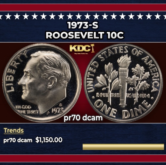 1973-s Proof Roosevelt Dime 10c pr70 dcam SEGS