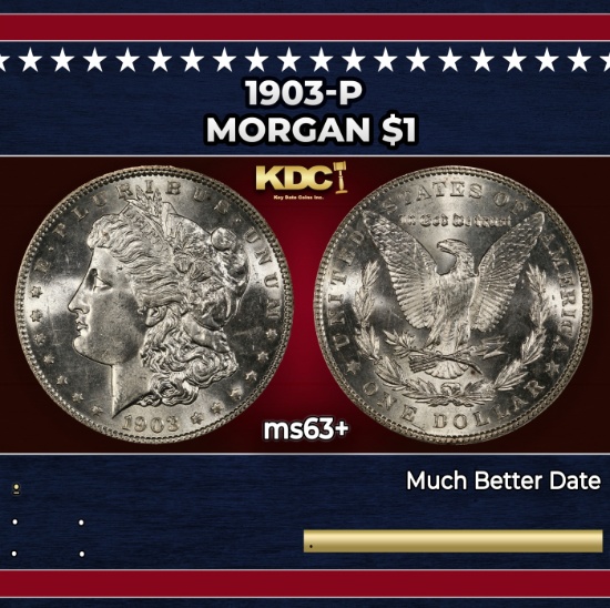 1903-p Morgan Dollar $1 Grades ms63+