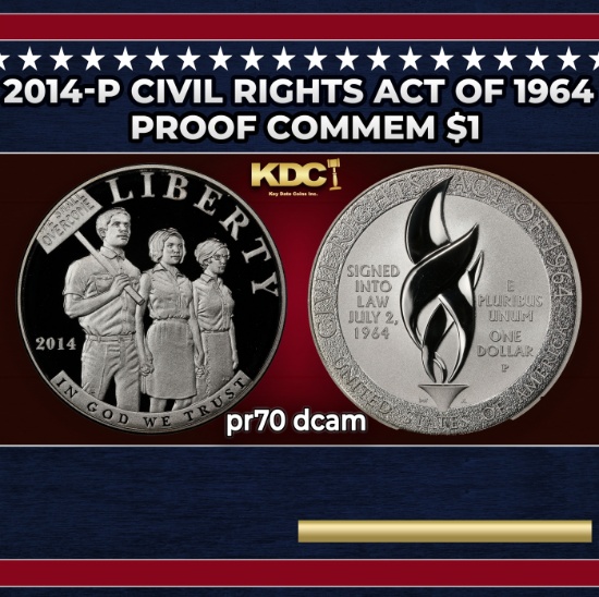 2014-P Civil Rights Act Of 1964 Proof Modern Commem Dollar $1 pr70 dcam SEGS