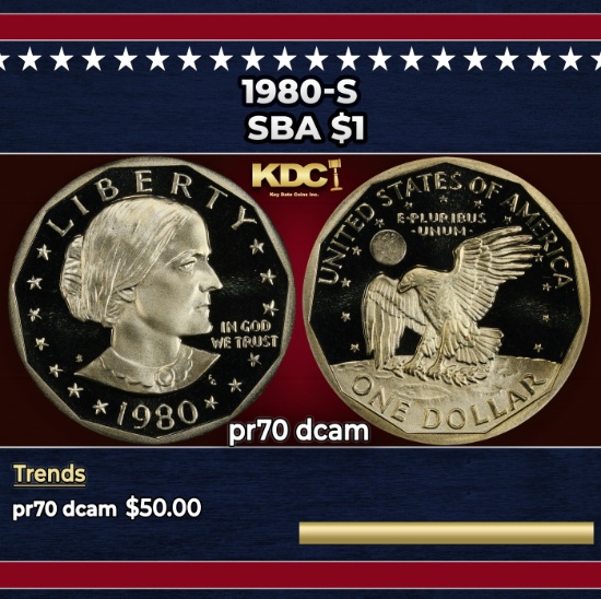 1980-s Proof Susan B. Anthony Dollar $1 pr70 dcam SEGS