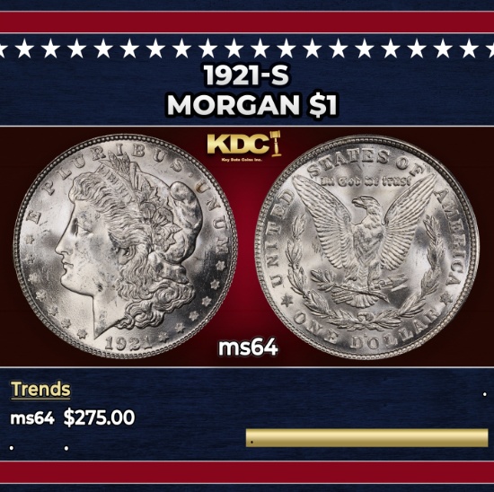 1921-s Morgan Dollar $1 Grades ms64