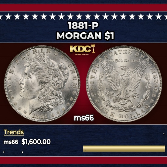 1881-p Morgan Dollar $1 ms66 SEGS