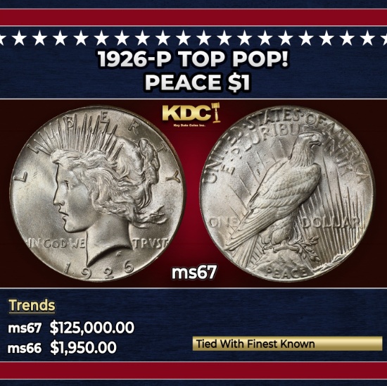 1926-p Peace Dollar TOP POP! $1 ms67 SEGS
