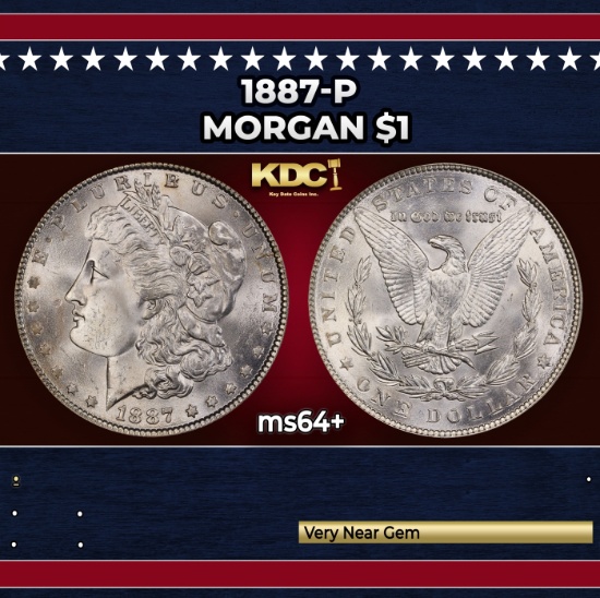1887-p Morgan Dollar $1 Grades ms64+